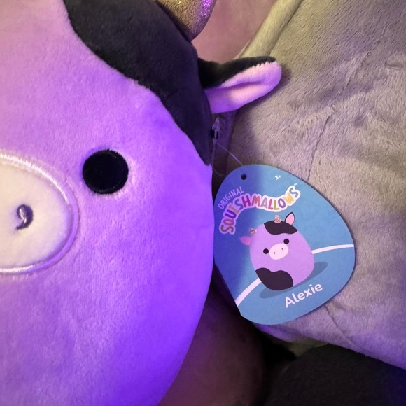 Squishmallow Alexie the cow purple w gold metallic horns RARE 8” plushie kawaii - Picture 6 of 8
